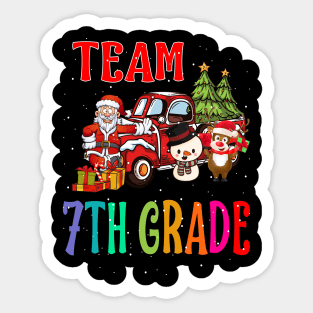 Team 7Th Grade Santa And Reindeer Christmas Sticker